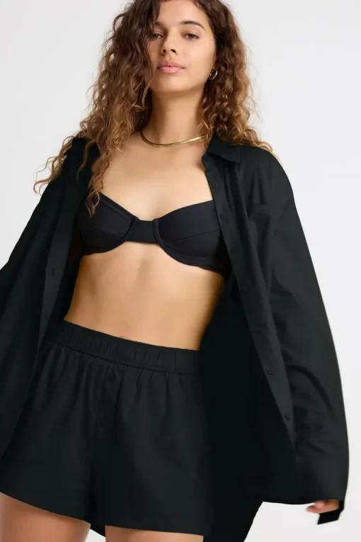 Arden Linen Button Down Top - Black