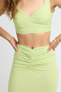 Bella Linen Maxi Skirt - Lime