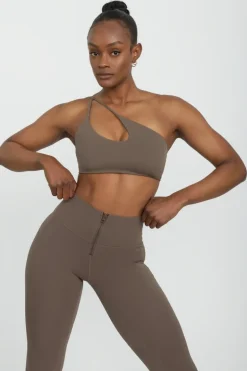 Billi Asymmetrical Sports Bralette-Taupe