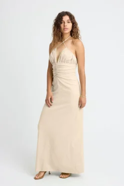 Dani Linen Halter Dress - Coconut