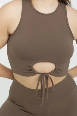 Flo Tie Front Tank-Taupe